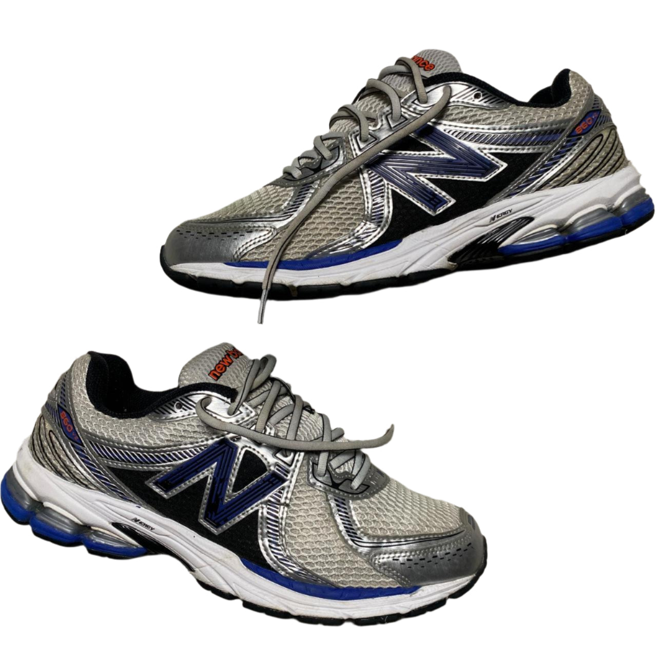 New Balance 860 V2 Silver and Blue Trainers (UK 10.5)