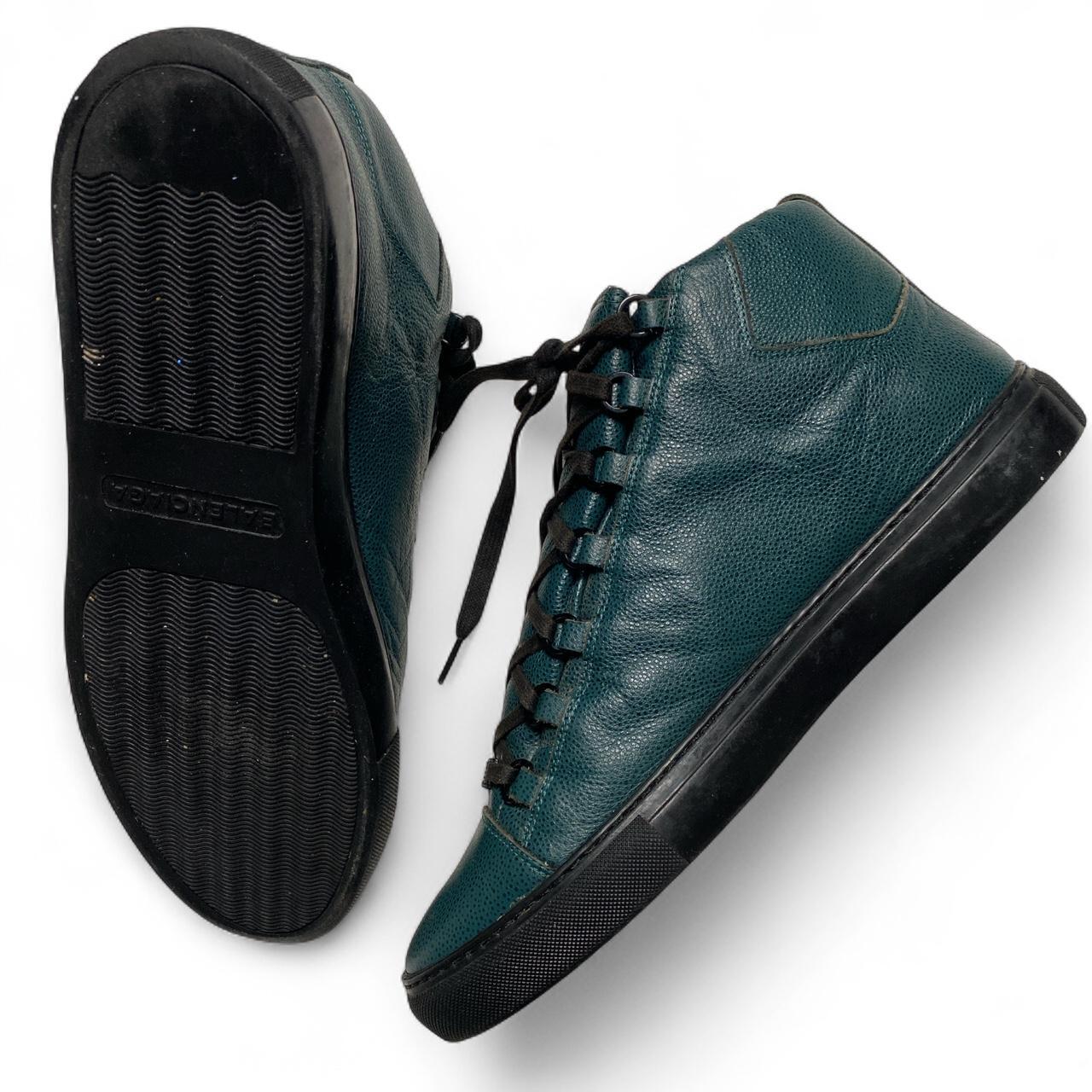 Balenciaga Arena Dark Green and Black Leather High Top Trainers