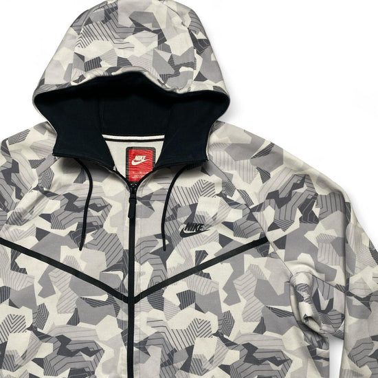 Nike White and Grey Camouflage Tech Fleece Hoodie (XL)
