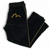 Evisu Black and Gold Velour Tracksuit Bottoms
