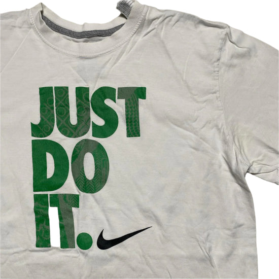 Nike Vintage White and Greem Just Do It T Shirt (L)
