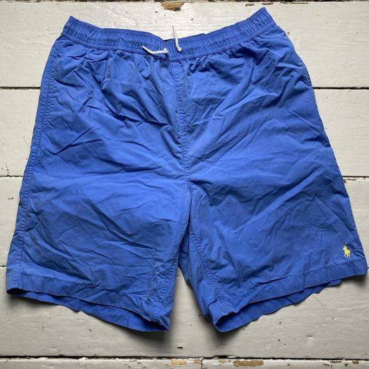 Polo Ralph Lauren Light Baby Blue and Yellow Pony Swim Shorts