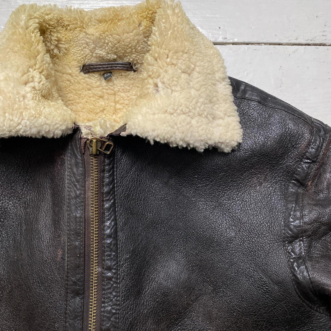 Sherling Brown Leather and Sherpa Jacket (M)