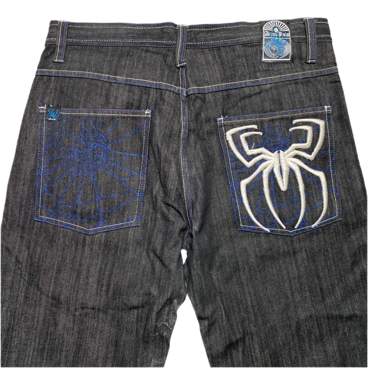 Akcess Vintage 90’s Spiderman Black White and Blue Baggy Jeans (38W)