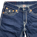True Religion Ricky Super T Big Stitch Navy and White Jorts Cut Down Jean Shorts (36W)