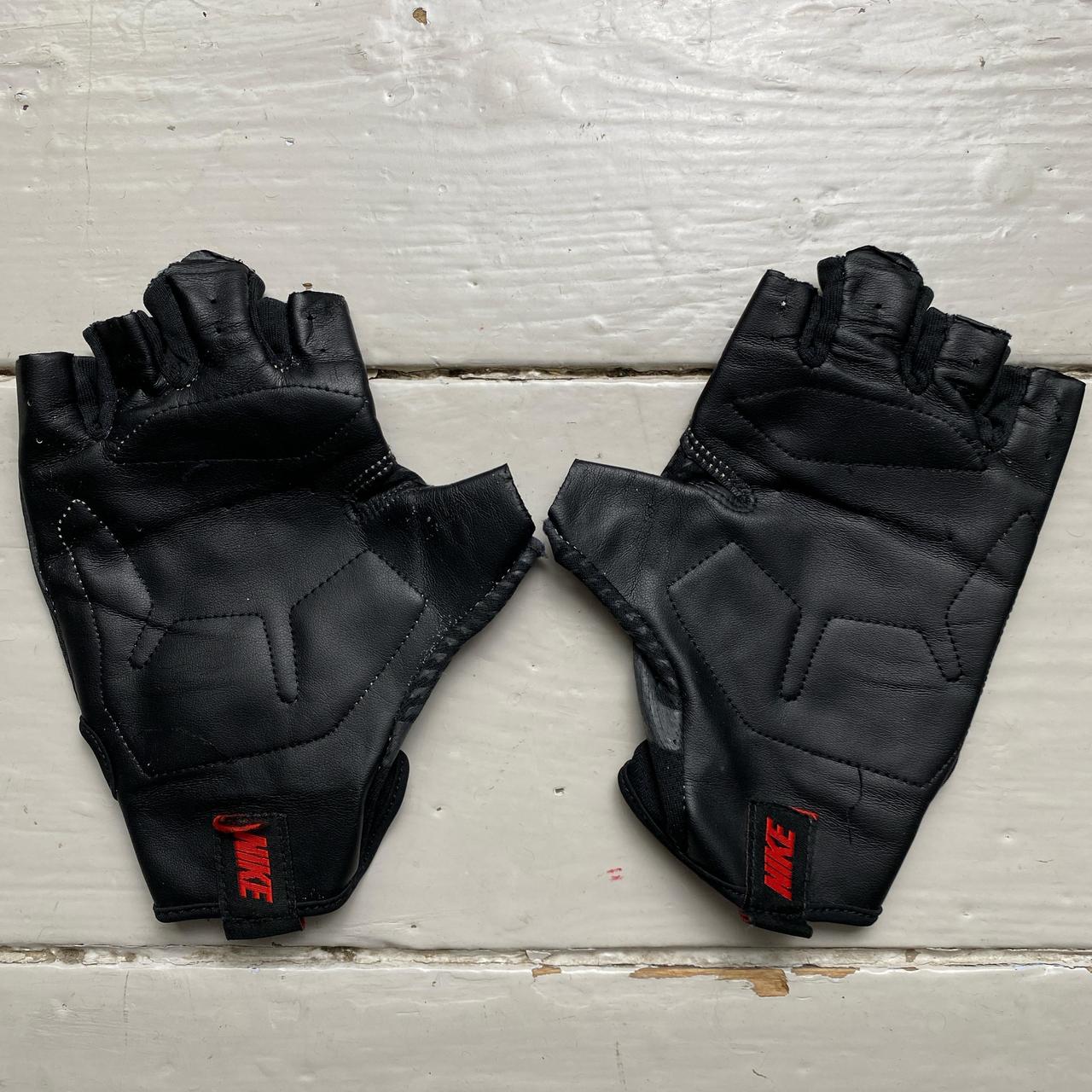 Nike Vintage Black and Red Finger less Leather Biking Climbing Gloves