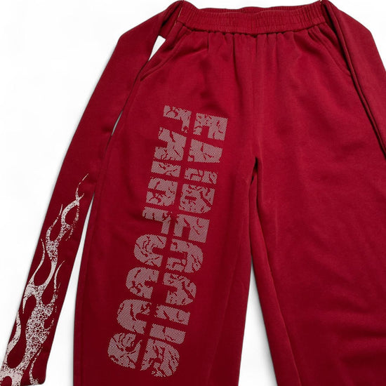 Fair Focus Red and White Baggy Flame Print Joggers (M)