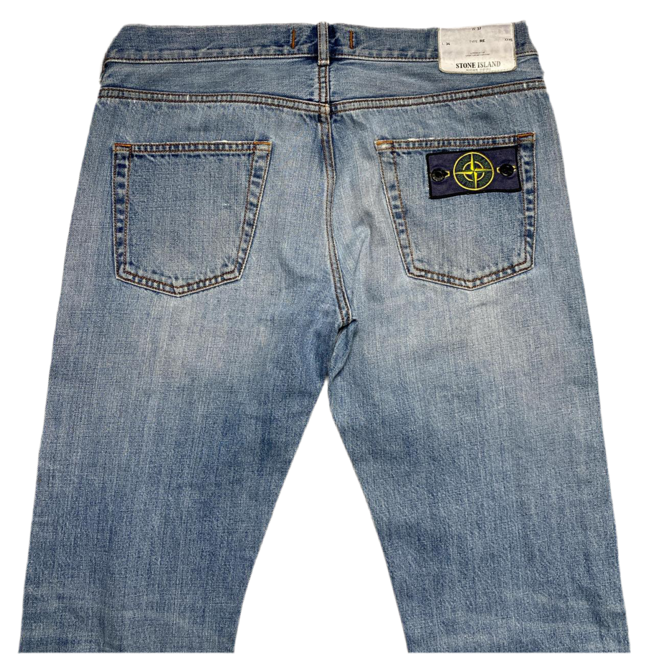Stone Island Light Blue Stonewashed Distressed Jeans (32W)