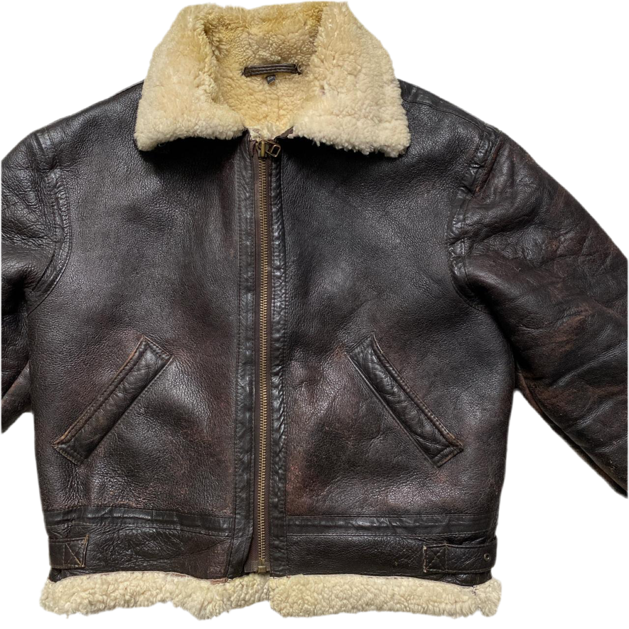 Sherling Brown Leather and Sherpa Jacket (M)