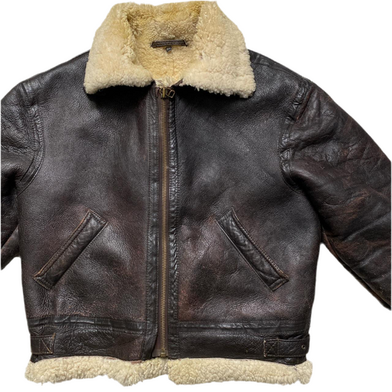 Sherling Brown Leather and Sherpa Jacket (M)