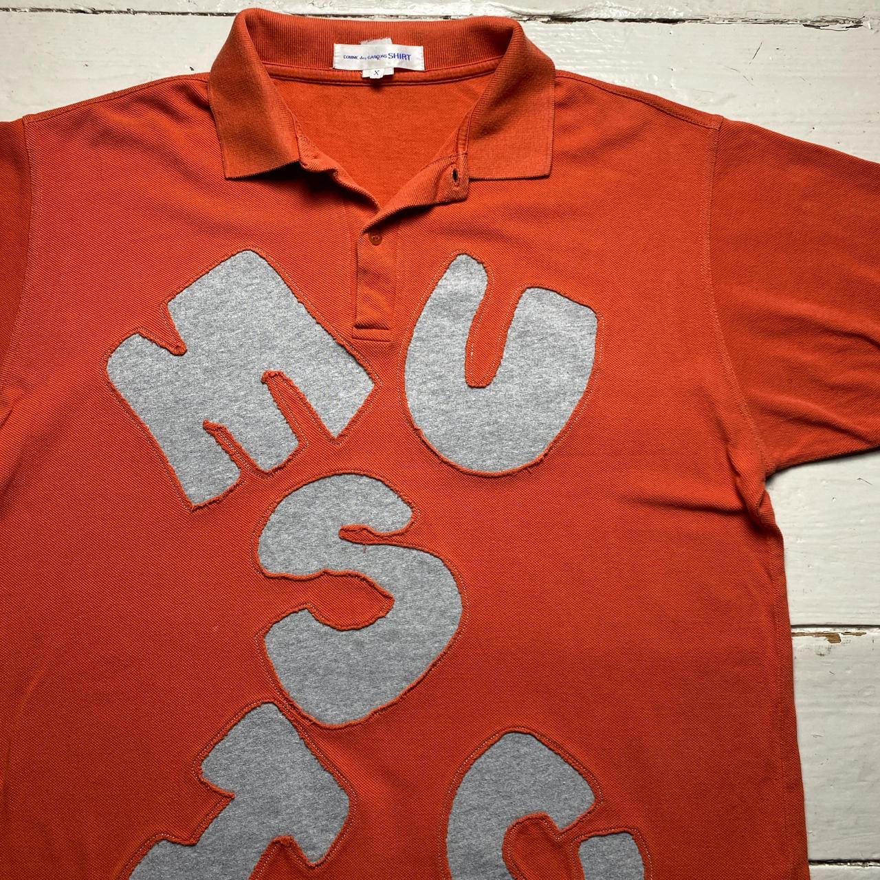 CDG Comme Des Garcons Shirt Orange and Grey Music Letters Polo Shirt