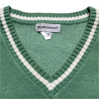 Heaven Can Wait Cropped Mint Green and White Reaper V Neck Jumper (M)