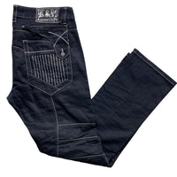 K&M Vintage Kosmolupo White Stitch Embroidery y2k Jeans (34W)