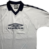 Umbro Vintage White and Navy 90’s Jersey Polo T Shirt (M)