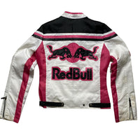 Redbull Vintage Biker Style Womens Bomber Jacket with Leather Patches (S)