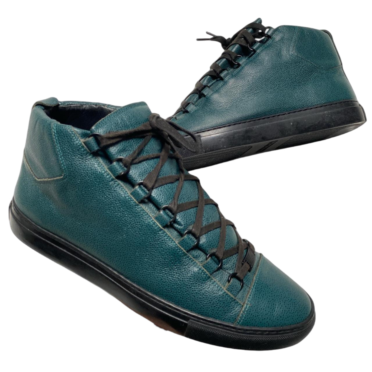Balenciaga Arena Dark Green and Black Leather High Top Trainers (UK 10)