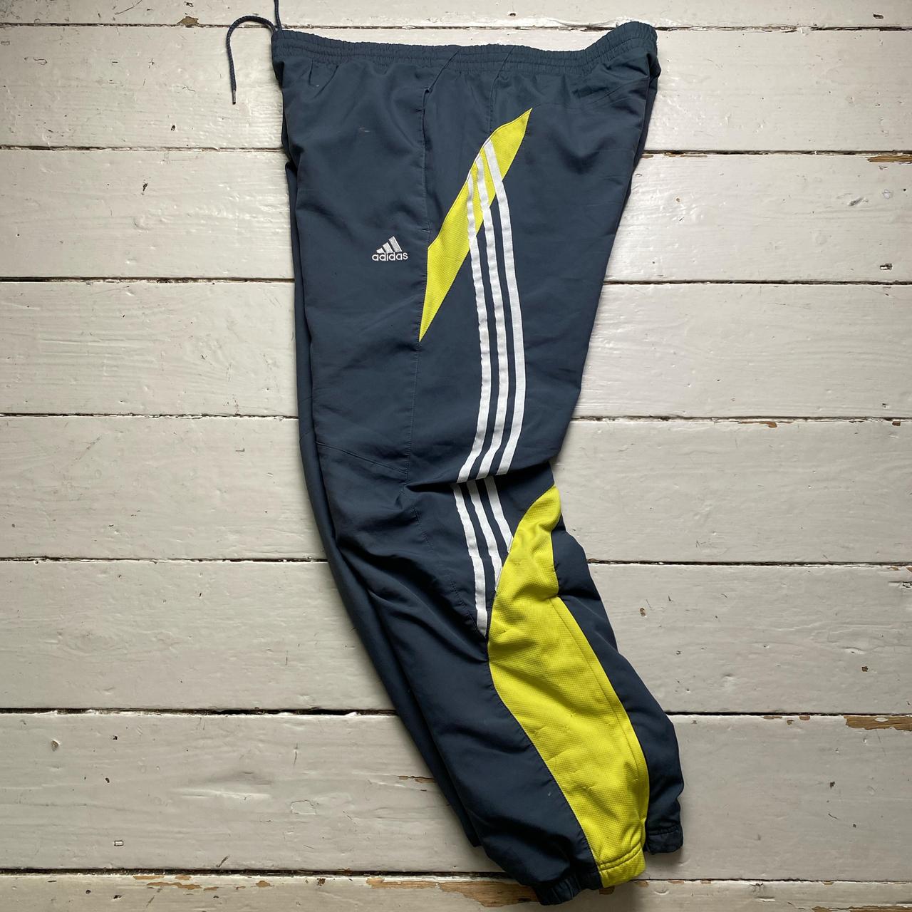 Adidas Vintage Climacool Baggy Grey Yellow and White Shell Trackpant Bottoms