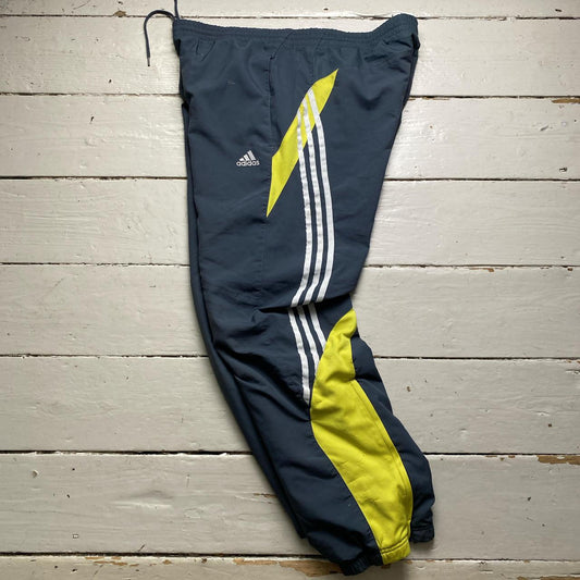 Adidas Vintage Climacool Baggy Grey Yellow and White Shell Trackpant Bottoms