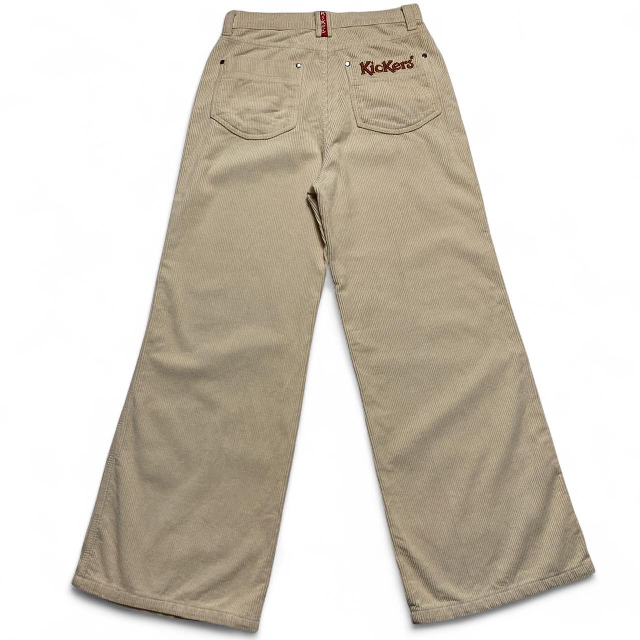 Kickers Cream and Brown Corduroy Baggy Wide Leg Jeans (30W)