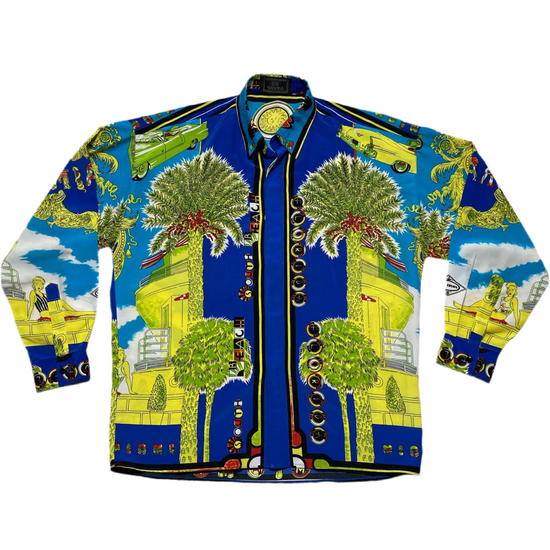 Giv Viaspiga Versace Miami Floral Cars and Women Shirt (M)