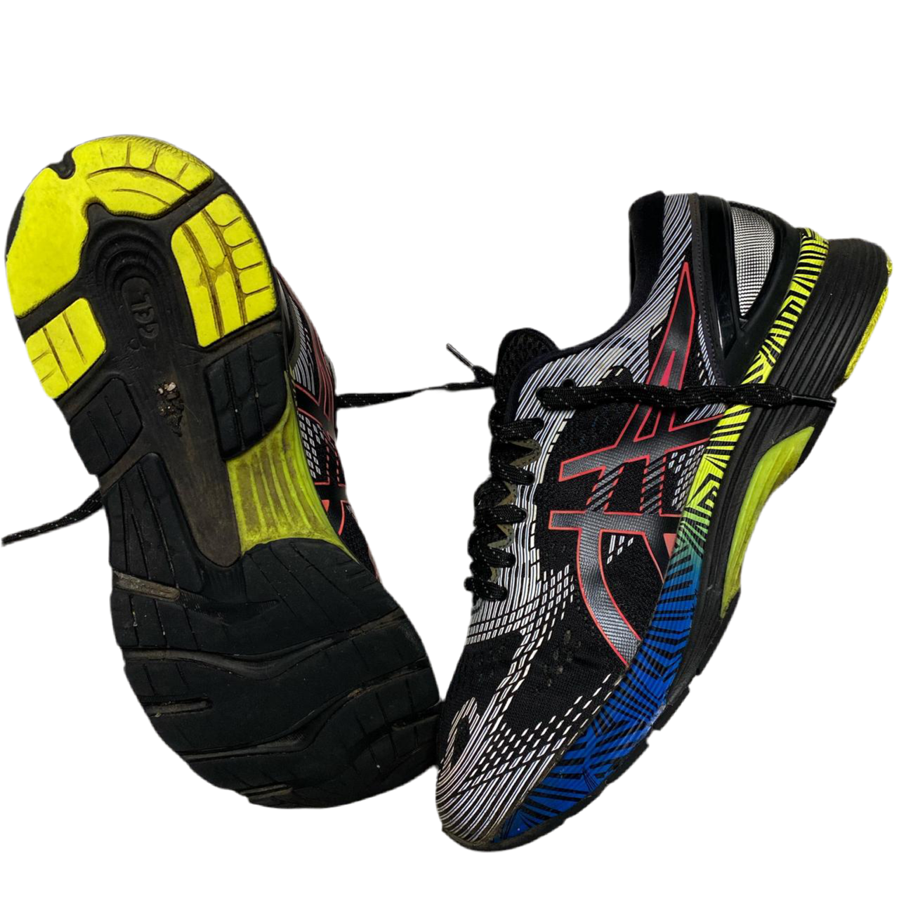 Asics Gel Nimbus 21 Black Hyper Flash  Multi Coloured Trainers (UK 9.5)