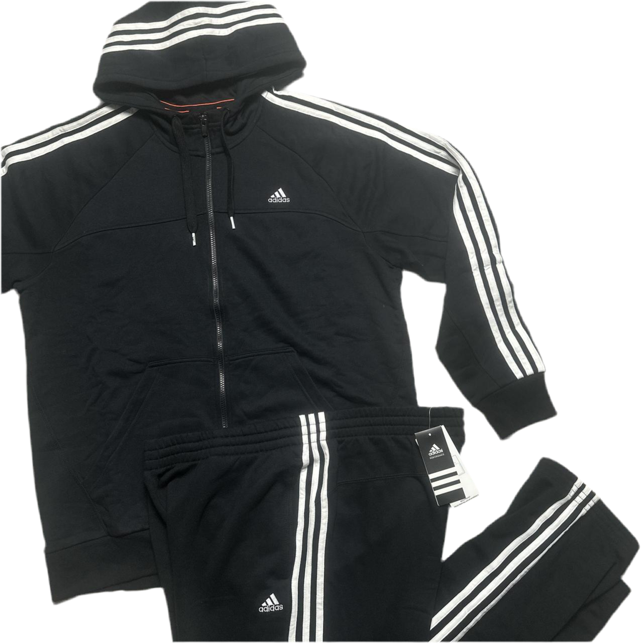 Adidas Performance Essentials Black and White Full Tracksuit (XL)