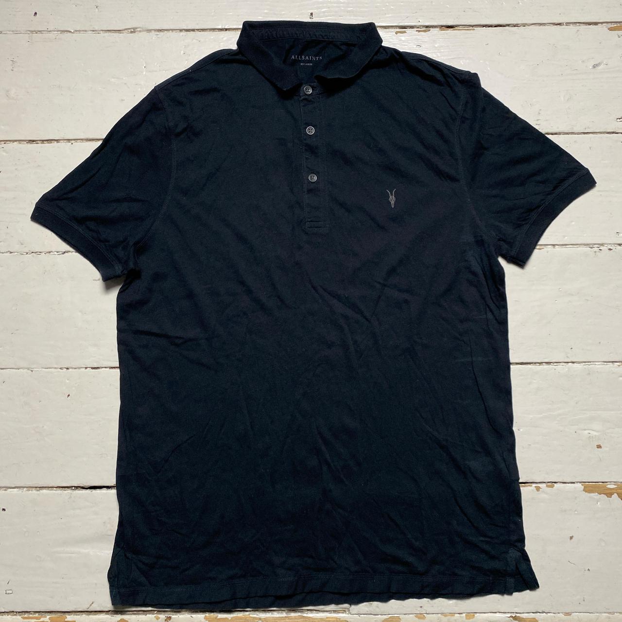 All Saints Black and Grey Polo Shirt