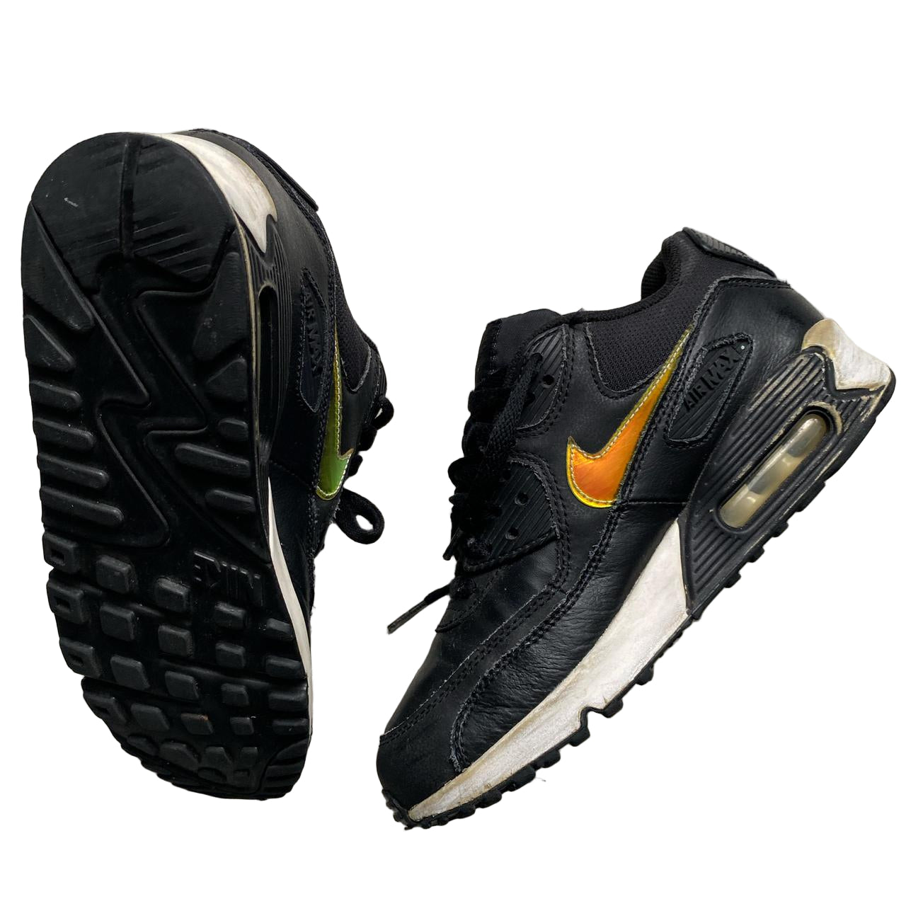 Nike Air Max 90 Black and Iridescent Swoosh (UK 5.5)