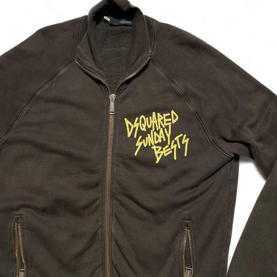 Dsquared Vintage Brown and Light Green Zip Up Jumper (2XL)