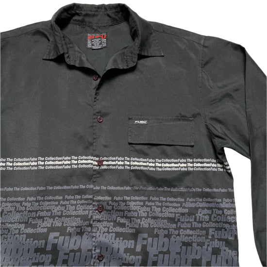 FUBU Vintage 90’s Black Grey and White Long Sleeve Shirt (M)