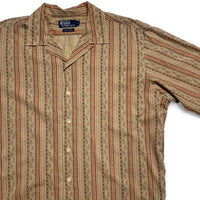 Polo Ralph Lauren Caldwell Tribal Striped Orange and Light Brown Short Sleeve Shirt (L)