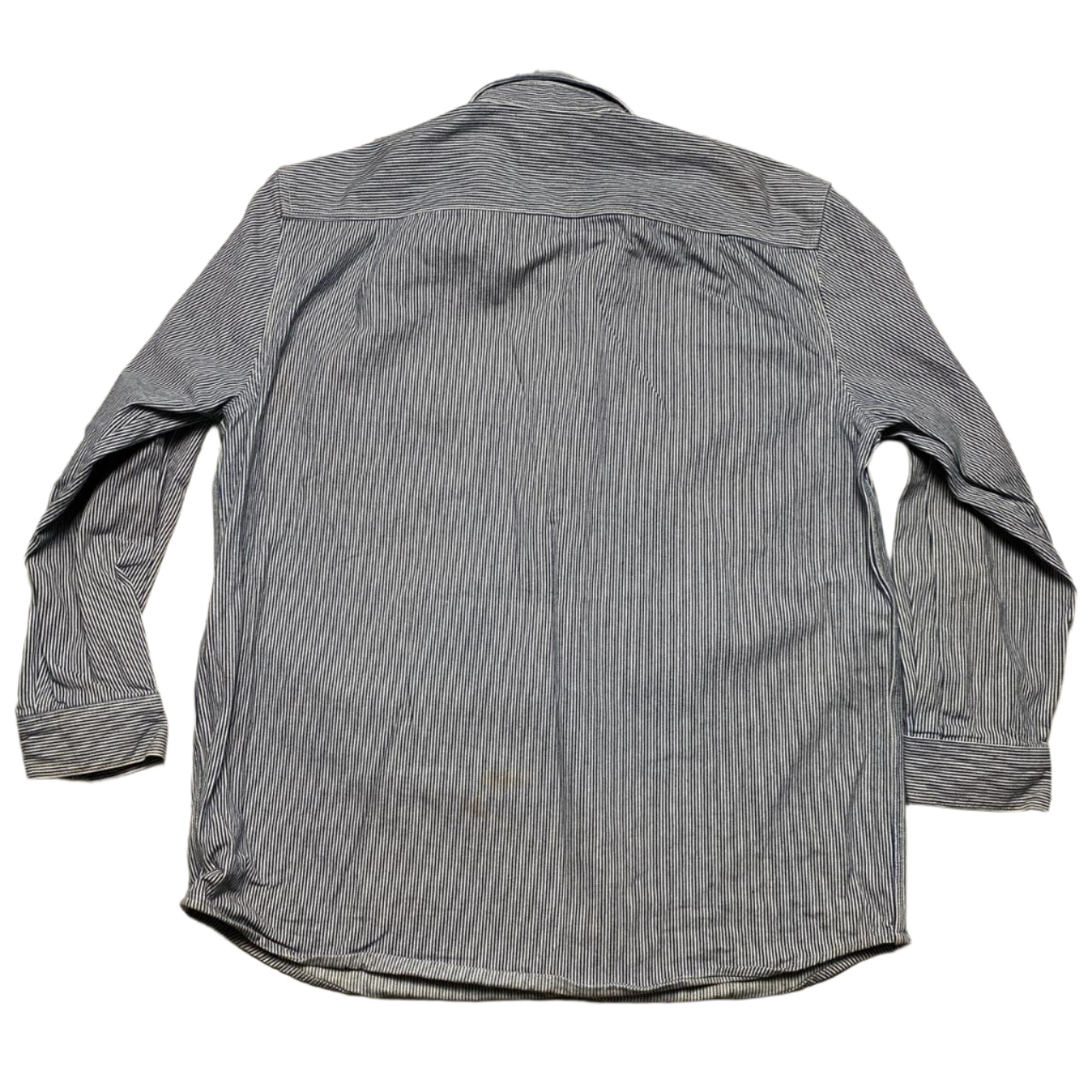 Carhartt Navy and White Striped Quarter Zip Heavy Shirt (L)