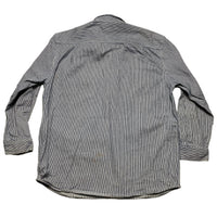 Carhartt Navy and White Striped Quarter Zip Heavy Shirt (L)