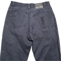 YSL Yves Saint Laurent Black on Black Embroidery Jean Trousers (30W)