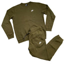 Nike Khaki Green and White Tracksuit Jumper and Joggers (M)