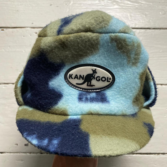 Kangol Dog Ear Fleece Hat Camouflage Green and Blue