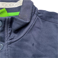 Hugo Boss Green Navy and Grey Quarter Button Jumper (L)