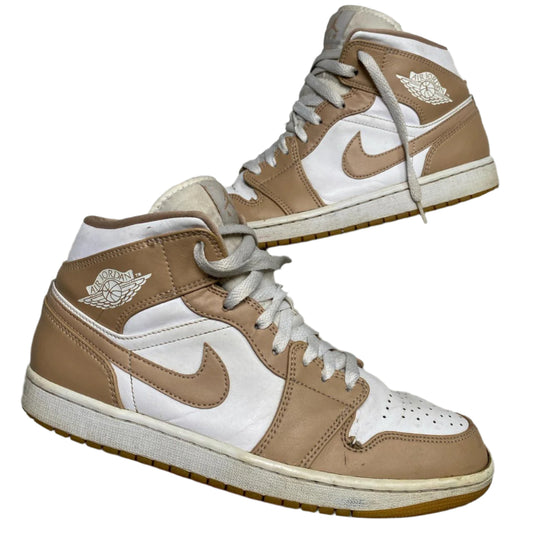 Jordan 1 Mid Beige and White High Trainers (UK 9.5)