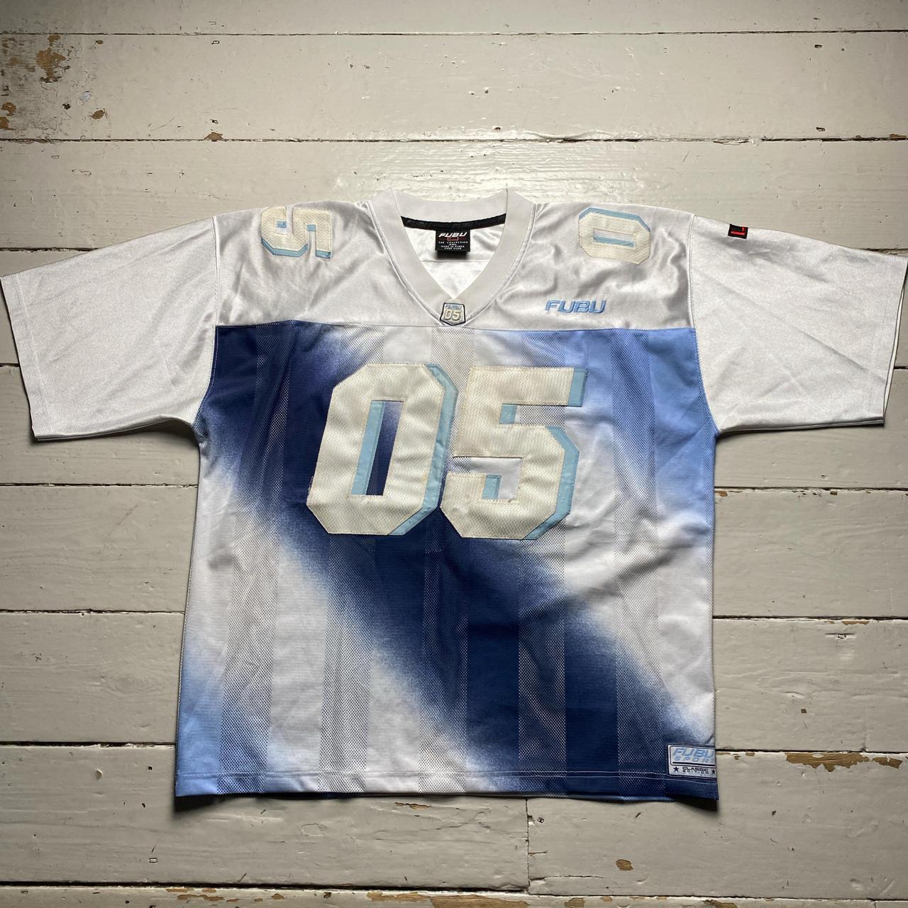 FUBU Vintage 90’s Light Blue Ombre Navy Blend White NFL Football Jersey