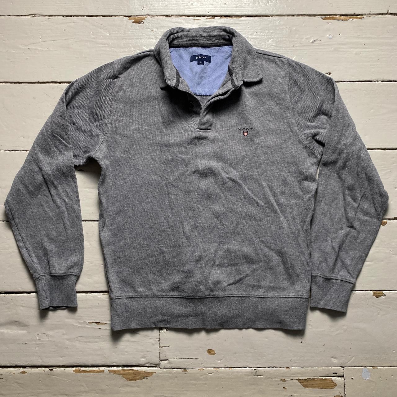 Gant Grey Quarter Button Up Jumper