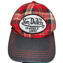 Von Dutch Tartan Black and Red Trucker Cap