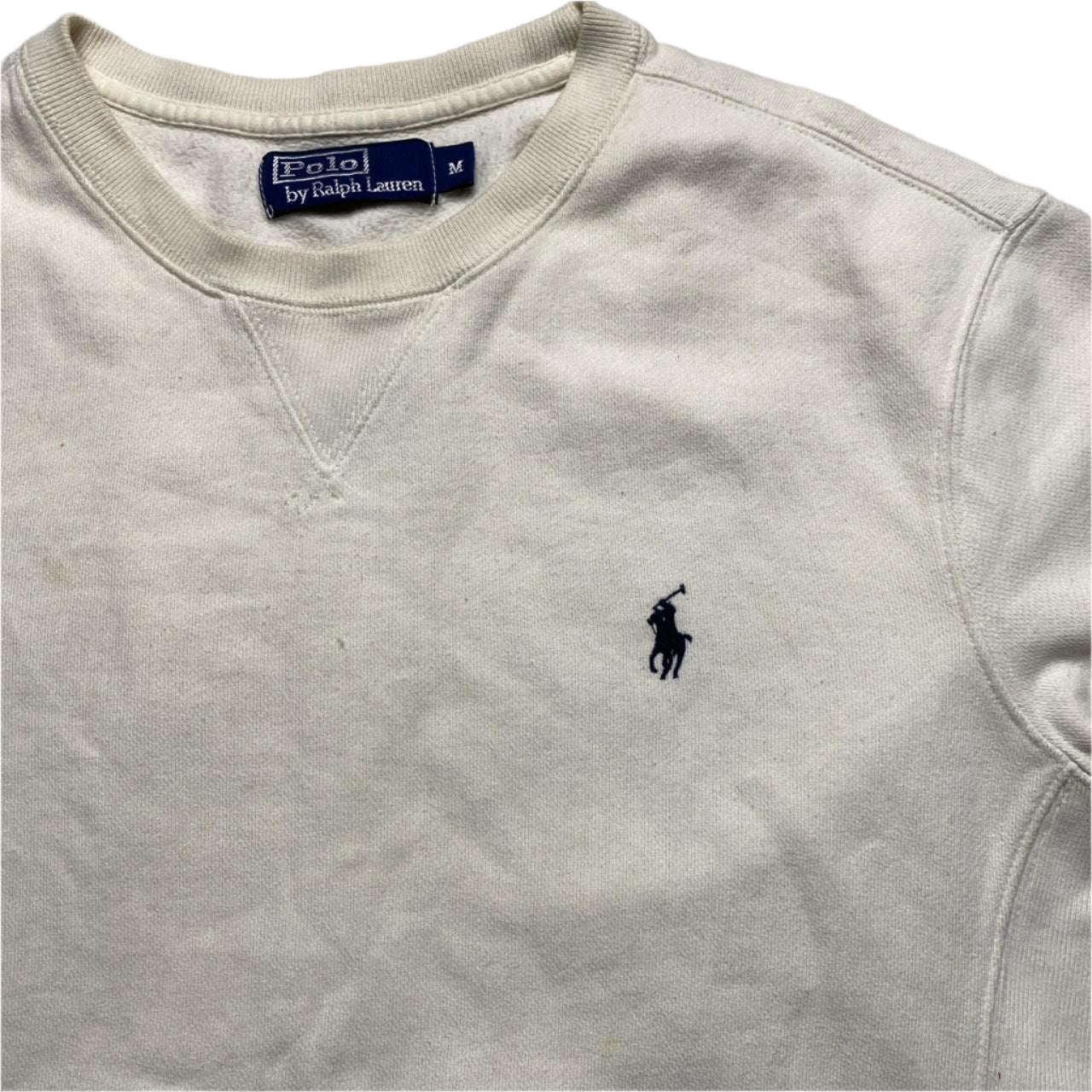 Polo Ralph Lauren Cream White Navy Pony Jumper (M)
