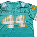 Rodeo Warehouse Womens Oversized NFL Football Jersey Turquoise Blue and Orange (L)