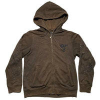 Elvis Jesus & Co Couture Brown Multi Colour Sequin Y2K Grunge Hoodie (L)