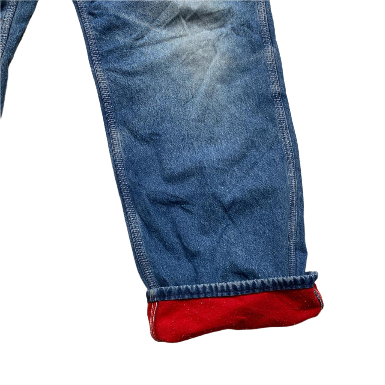 Carhartt Vintage Red Fleece Lined Baggy Blue Carpenter Cargo Jeans (34W)