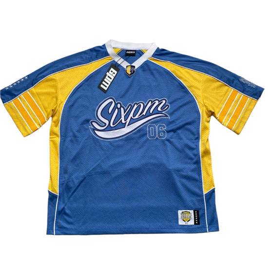6PM SixPM Season Blue and Yellow NFL Football Jersey (L)