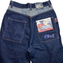 B Boi Vintage Navy Hip Hop 90’s Baggy Embroidered Jeans (28W)