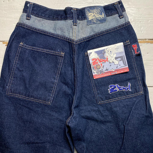 B Boi Vintage Navy Hip Hop 90’s Baggy Embroidered Jeans