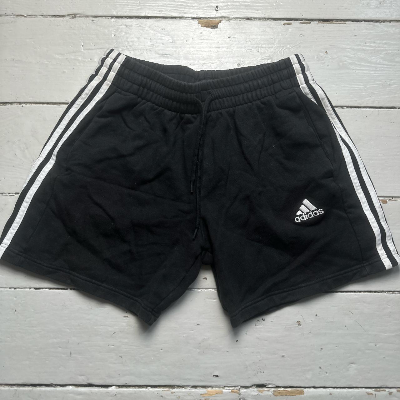 Adidas Black and White Stripe Shorts