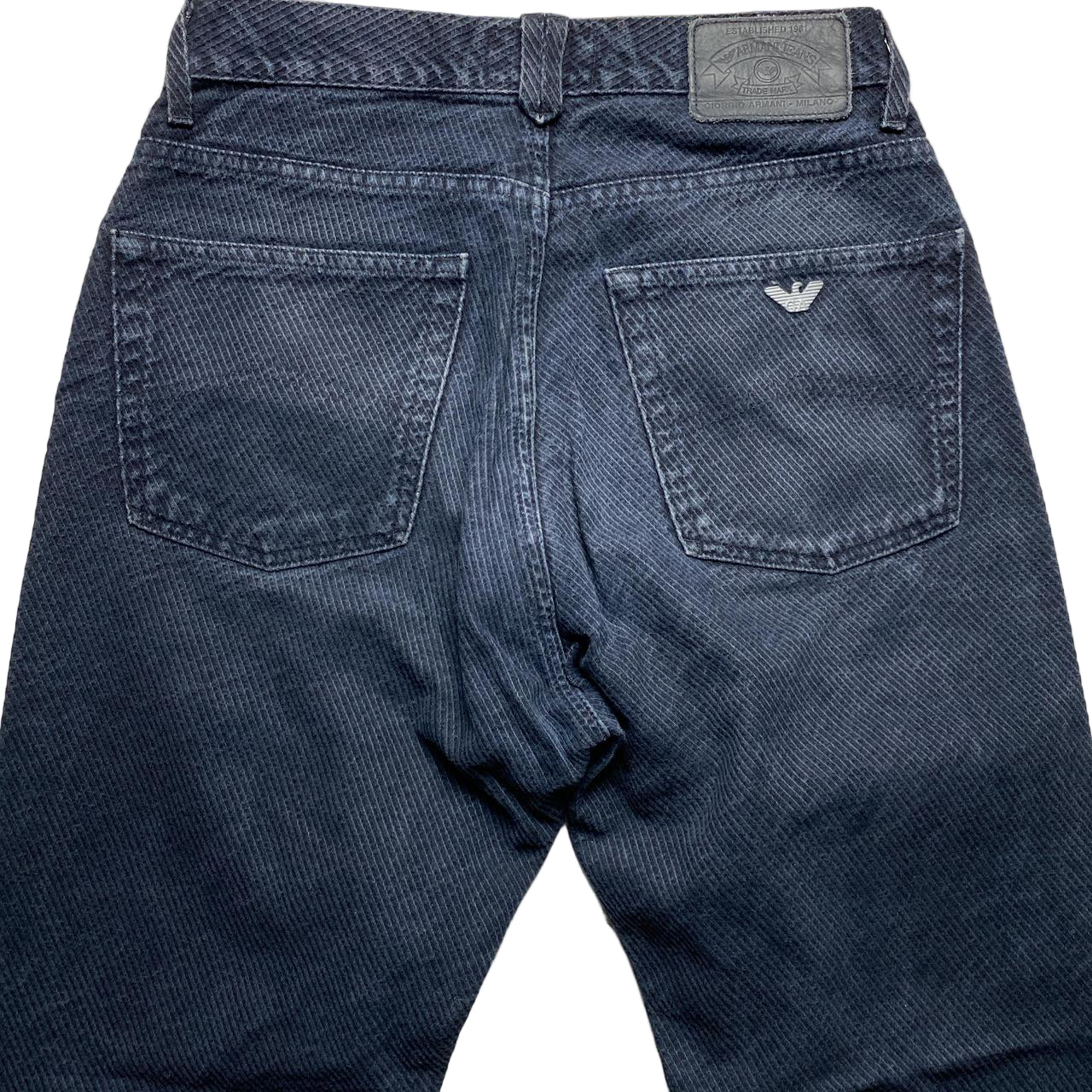 Armani Vintage Reptile Pattern Navy Suede Jeans (30W)